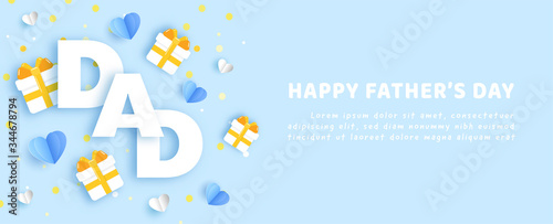 Father'sday banner in paper cut style.