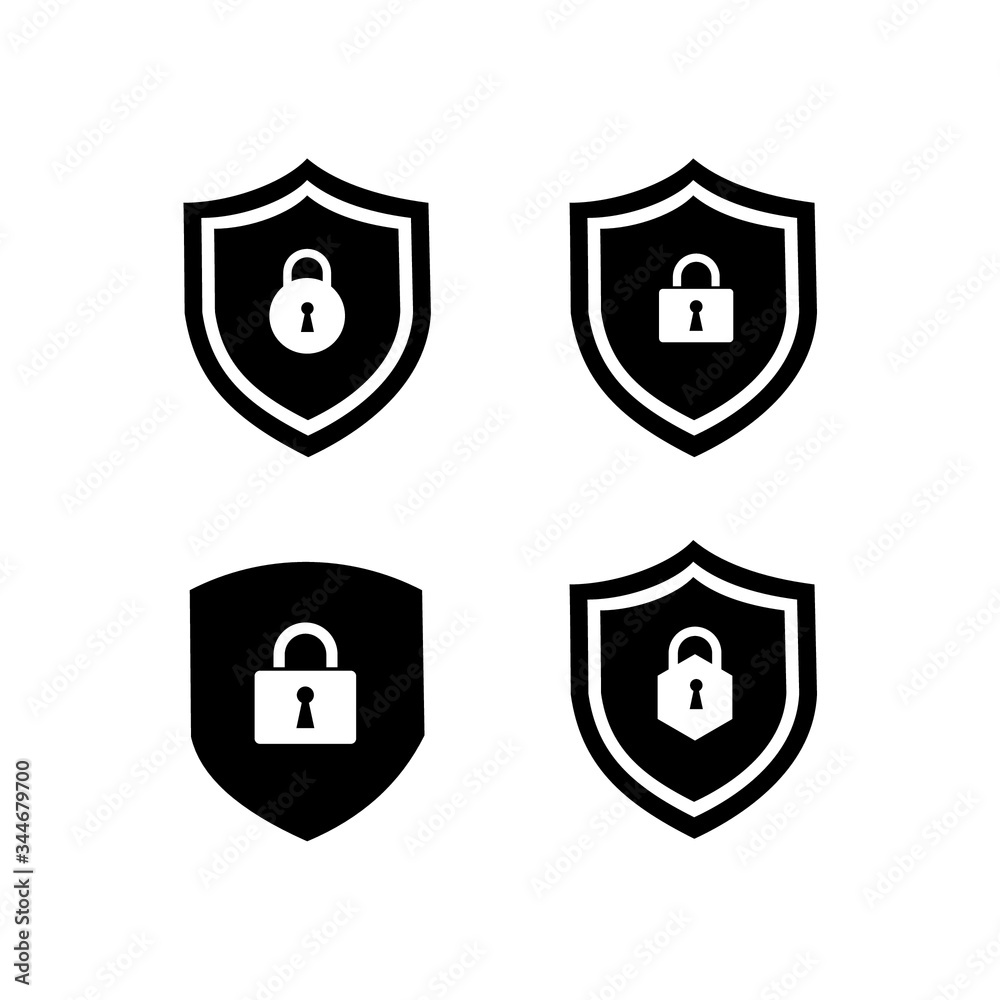 Security shield ob pad lock, key shield Icon symbol Flat vector illustration for graphic and web design. Security shield ob pad lock, key shield Icon symbol Flat vector illustration for graphic and web design.