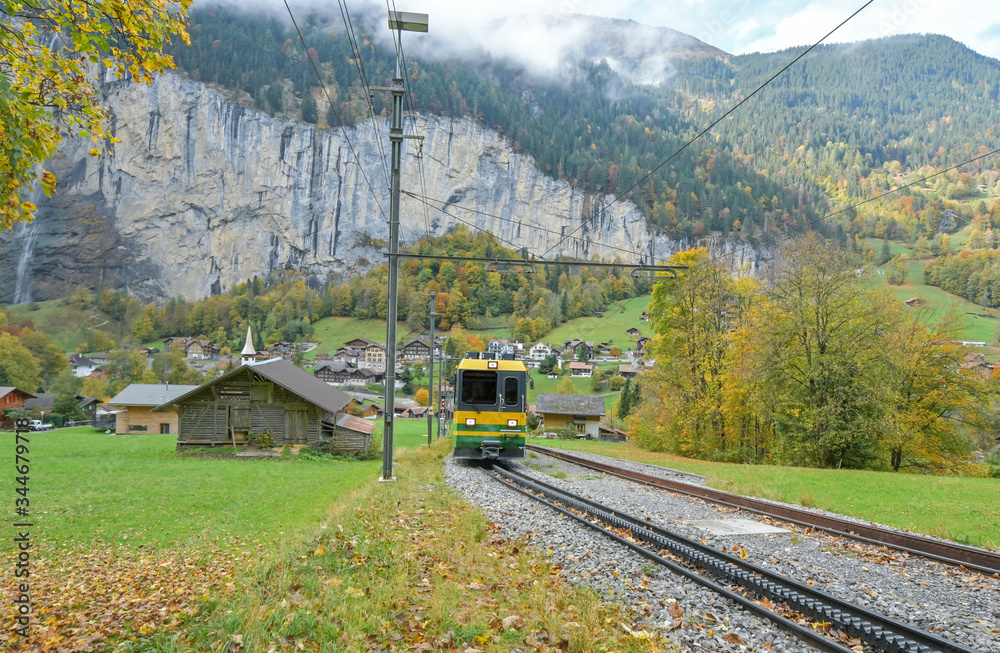 Beautiful View Of Lauterbrunnen Village In Switzerland. Lauterbrunnen Is A Village In The Interlaken Oberhasli Administrative District In The Canton Of Bern In Switzerland Beautiful View Of Lauterbrunnen Village In Switzerland. Lauterbrunnen Is A Village In The Interlaken Oberhasli Administrative District In The Canton Of Bern In Switzerland
