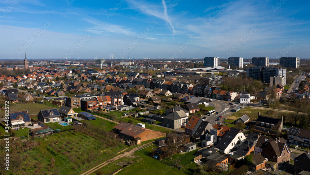 Aerial view of a residential area in Sint Niklaas, Belgium