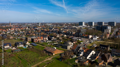 Aerial view of a residential area in Sint Niklaas, Belgium photo