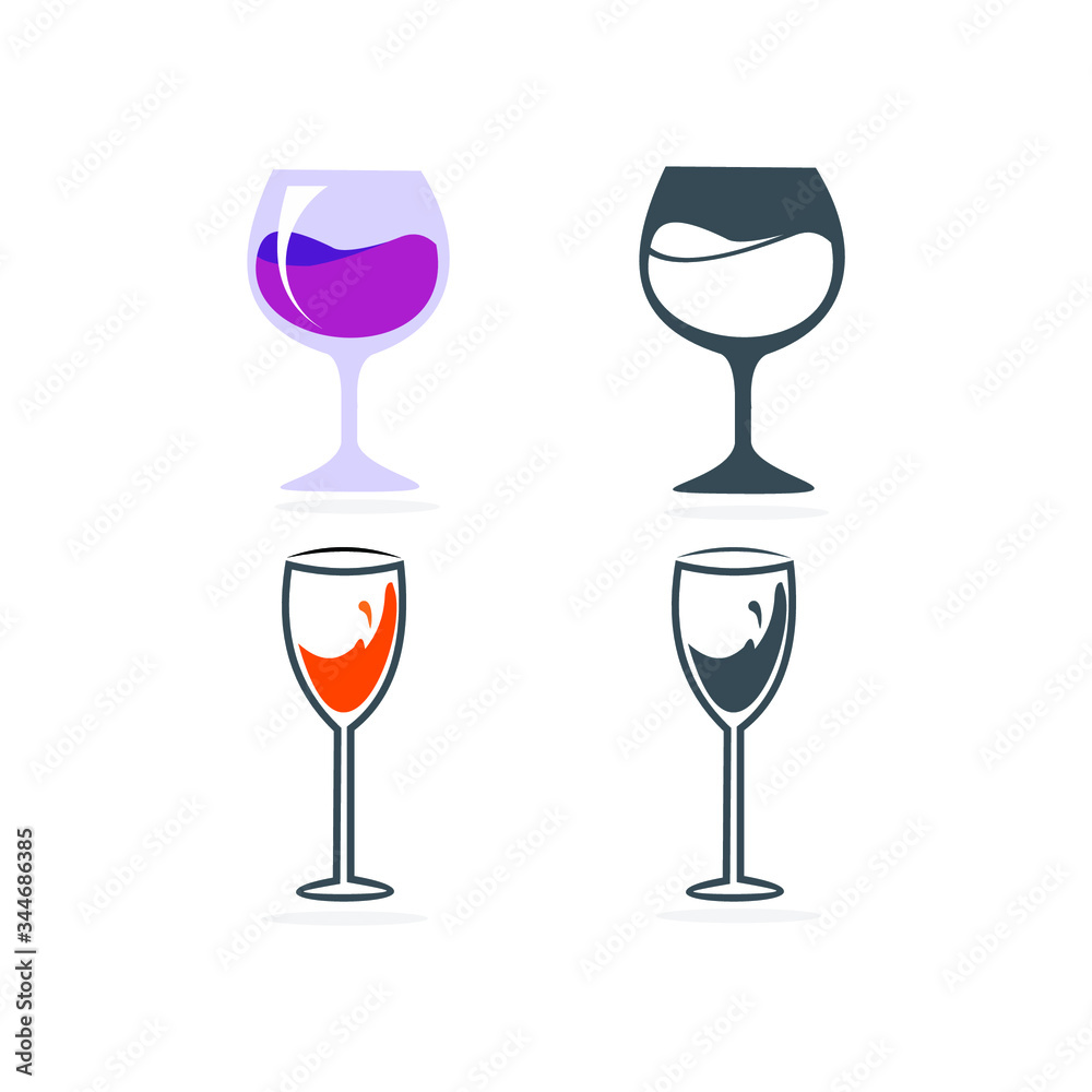 set of wine glasses and wine