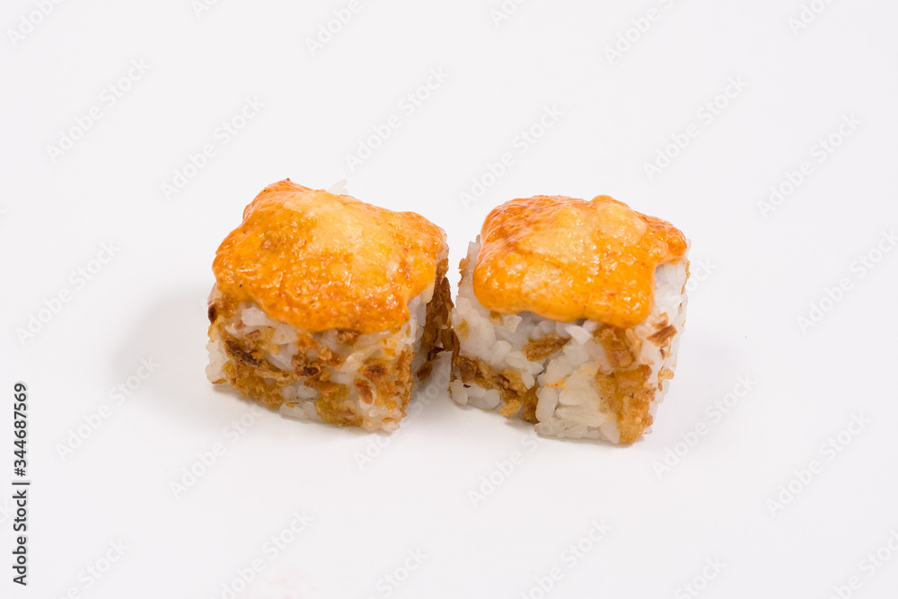 sushi rolls on a white background. Sushi Roll Sushi menu