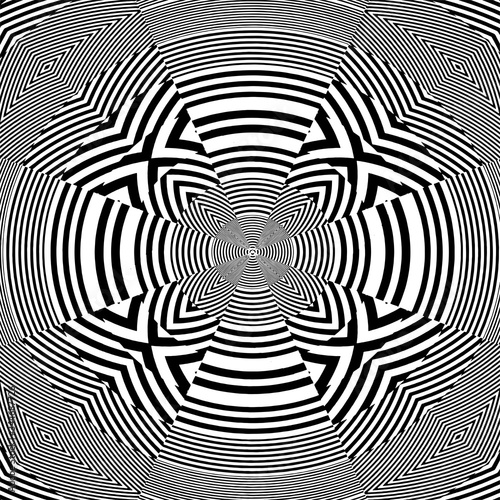 Hypnotic Black And White Stripe Shapes Vector. Illustration Isolated On White Background. A Vector Illustration Of Abstract Background.