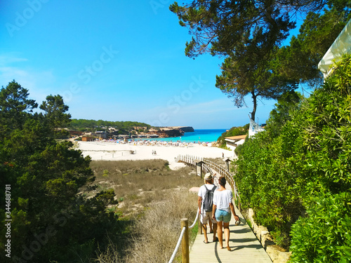 sandy beach for summer balearic holidays in cala saona in formentera island