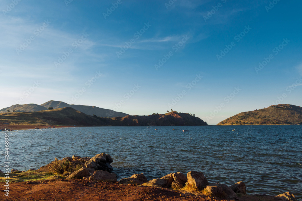 view of the bay of  the Titicaca Lake Island Amantany Perú