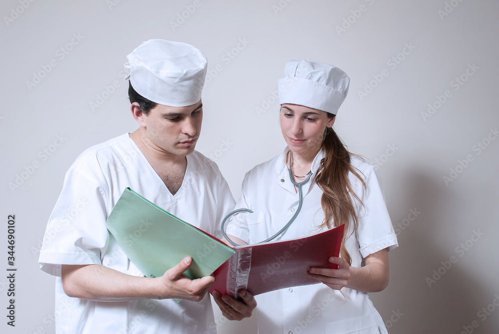 young doctors students during practice at the hospital young doctors students during practice at the hospital