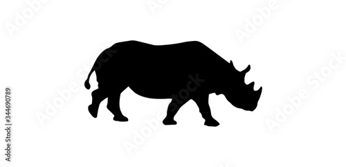 Obraz na płótnie Rhino Silhouette On White Background w salonie