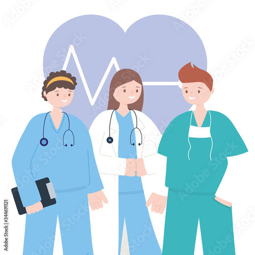 doctors and nurses, team professional physicians nurses staff, medical people characters