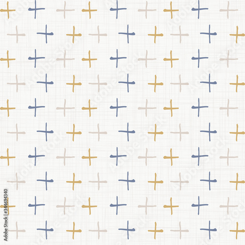 
Seamless french farmhouse stripe pattern. Provence blue linen shabby chic style. Hand drawn texture. Criss cross background. Interior wallpaper home decor swatch. Modern retro textile all over print
