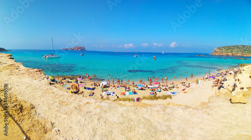 panorama of the maritime beach of Cala Comte in Ibiza