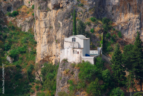 White Rocky Church Of Atrani Along Amalfi Coast In Campania photo