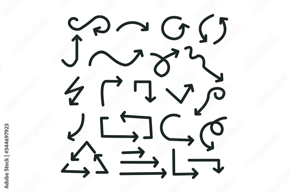 hand-drawn arrows, vector set hand-drawn arrows, vector set