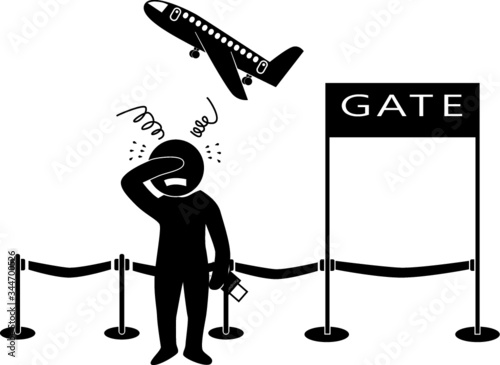 The man is crying because of missing his flight