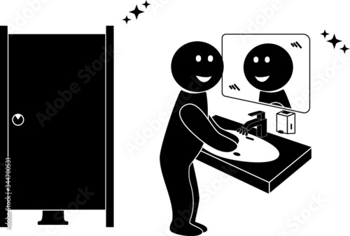 washing hands in the toilet
