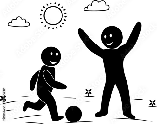 Boy plays ball with dad