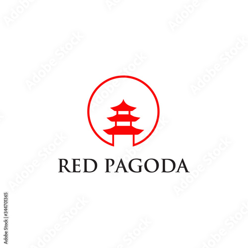 Pagoda building logo design vector template