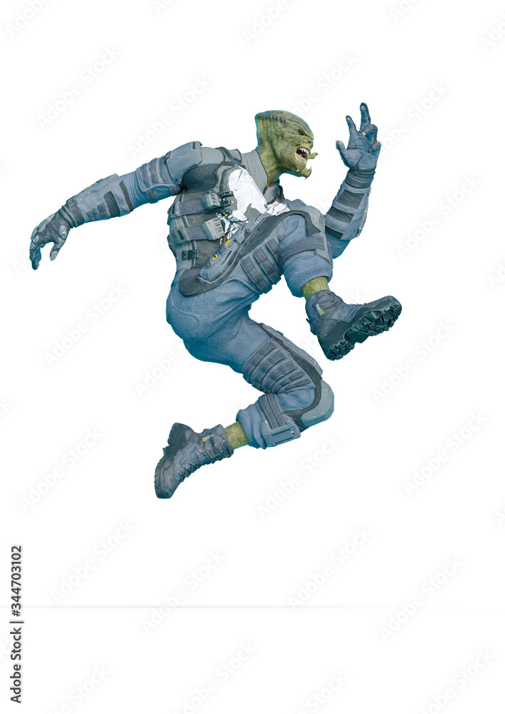lizard warrior is jumping in action lizard warrior is jumping in action