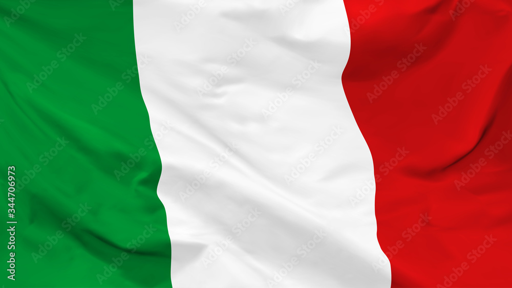 Obraz premium Fragment of a waving flag of the Italian Republic in the form of background, aspect ratio with a width of 16 and height of 9, vector