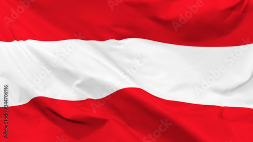 Fragment of a waving flag of the Republic of Austria in the form of background, aspect ratio with a width of 16 and height of 9, vector