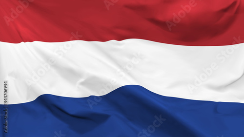 Fragment of a waving flag of the Kingdom of the Netherlands in the form of background, aspect ratio with a width of 16 and height of 9, vector