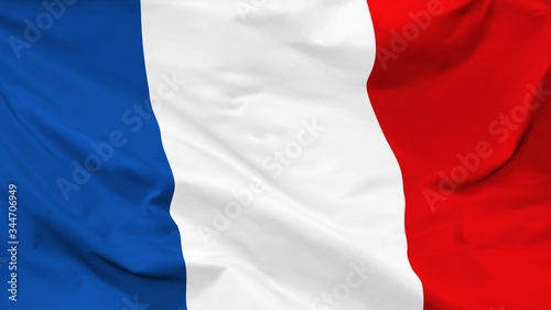 Fragment of a waving flag of the French Republic in the form of background, aspect ratio with a width of 16 and height of 9, vector