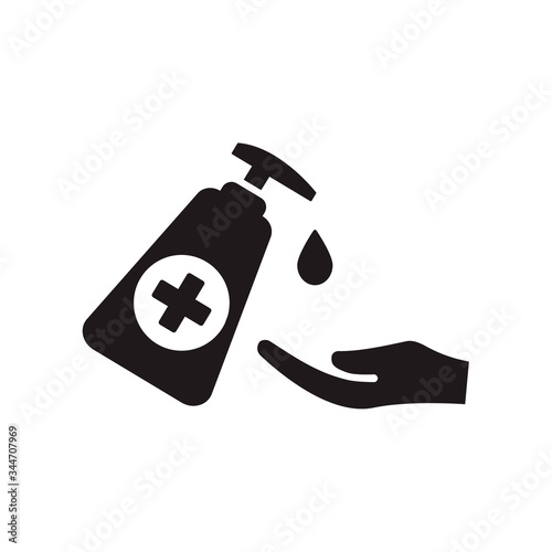 Hand sanitizer icon in trendy flat style design. Isolated on white background. Vector graphic illustration. Suitable for website design, logo, app, template, and ui. EPS 10.