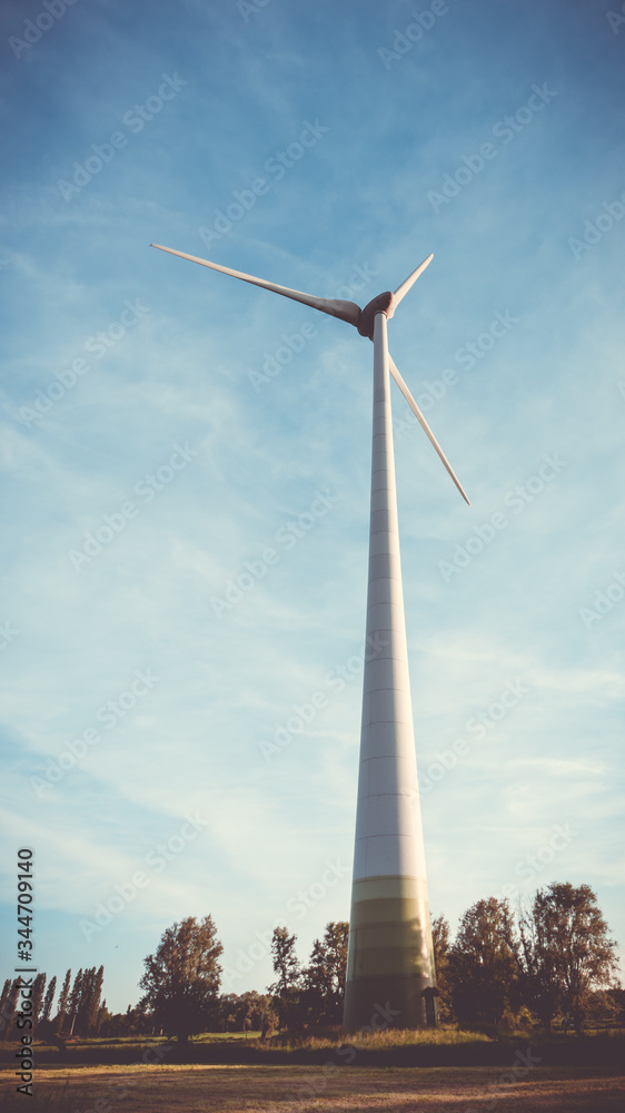 Wind turbines in Zele, Belgium - view from below