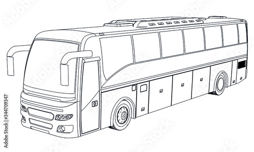 Bus outline vector illustration. Bus vehicle template vector isolated on white. 