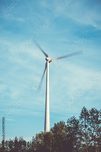 Aerial view of a wind turbine, in East Flanders, Belgium photo