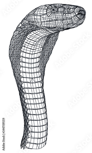Snake polygonal lines illustration. Abstract vector snake on the white background