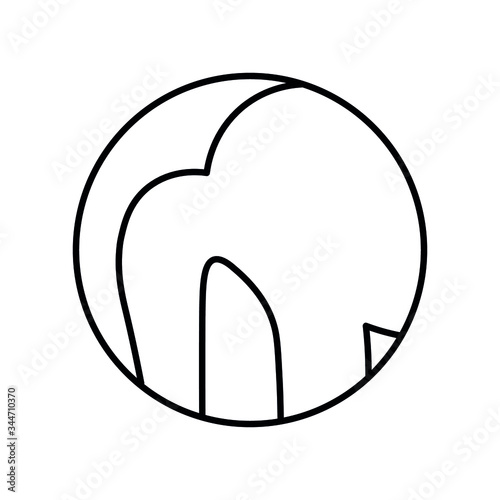 minimalistic logo in a circle, silhouette girl with a  ponytail hairstyle side view. black vector graphics