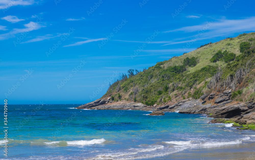 Buzios, Brazil - february 24, 2018:Tucuns beach in Buzios city, Rio de Janeiro Buzios, Brazil - february 24, 2018:Tucuns beach in Buzios city, Rio de Janeiro