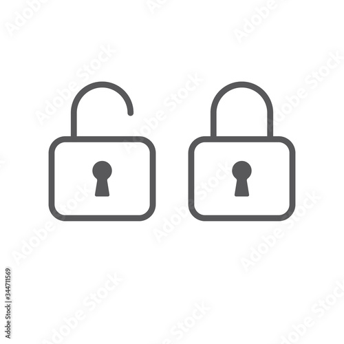 Free Download Lock open and closed icons. Symbol of securty and safety, keyhole and padlock linear pictograms. - GFXLoad