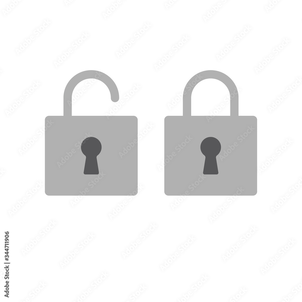 Lock open and closed icons. Symbol of securty and safety, keyhole and padlock pictograms. Lock open and closed icons. Symbol of securty and safety, keyhole and padlock pictograms.