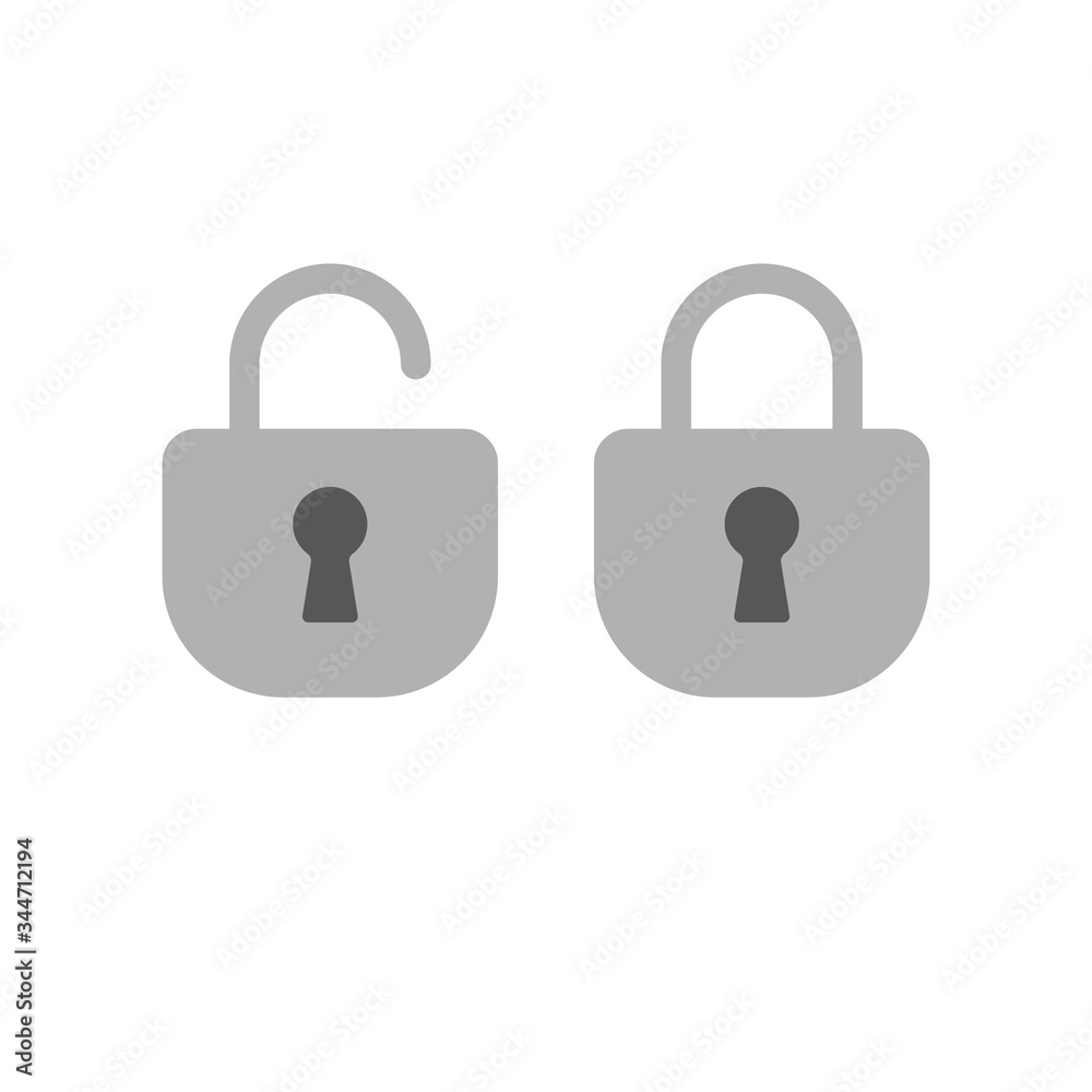 Lock open and closed icons. Symbol of securty and safety, keyhole and padlock pictograms. Lock open and closed icons. Symbol of securty and safety, keyhole and padlock pictograms.