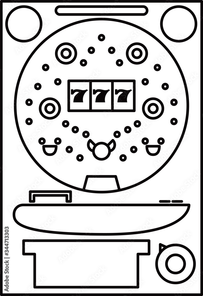 パチンコ 線画 フィーバー 777 イラスト アイコン Stock Vector Adobe Stock