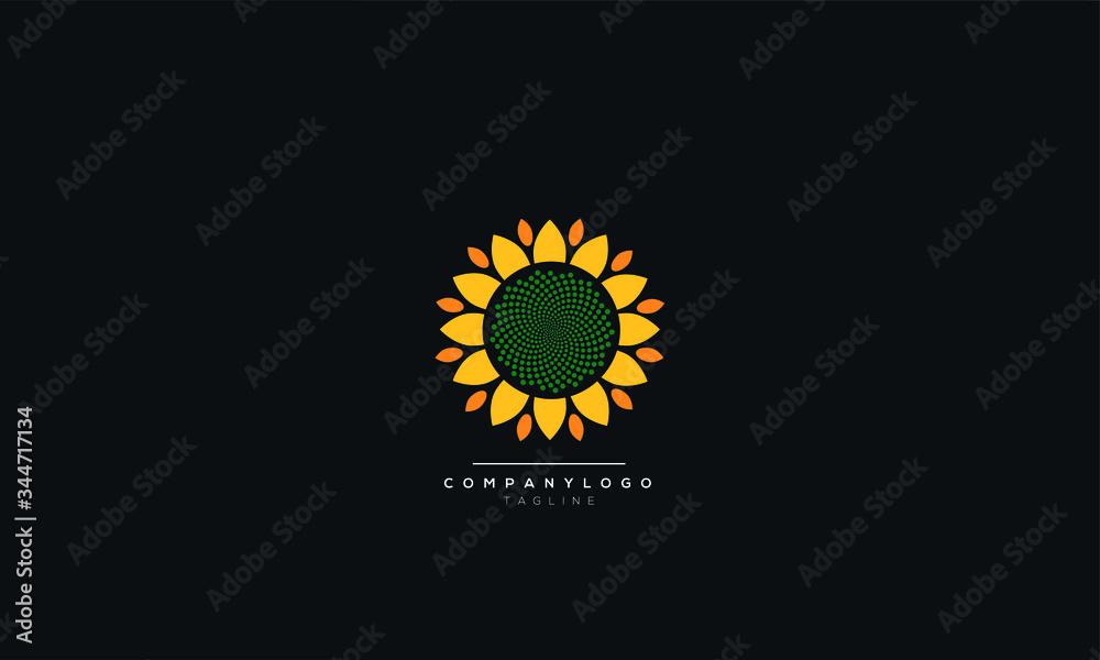 Logo and symbol of sunflower for Thanksgiving Day