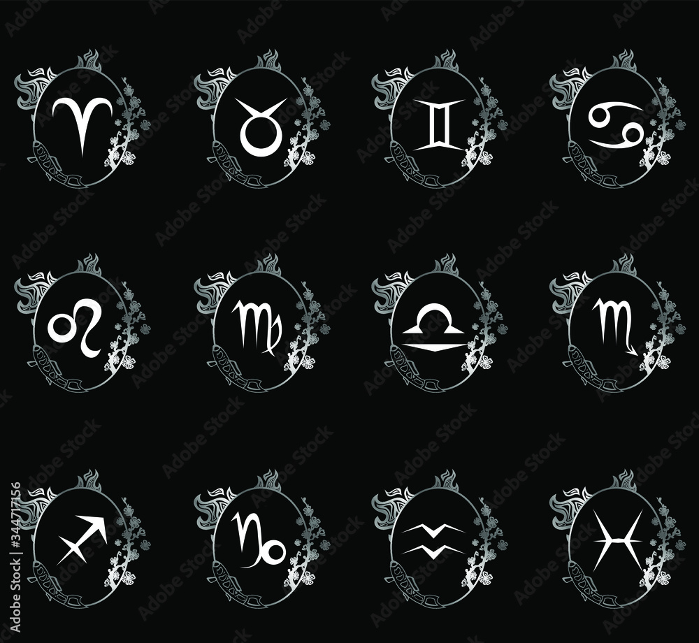 The illustration - zodiac sign in gold and black color.
The illustration - zodiac sign in gold and black color.