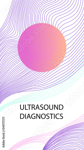 Ultrasound diagnostics logo. Template concept image for medical research. Vector banner, poster, logotype with white background