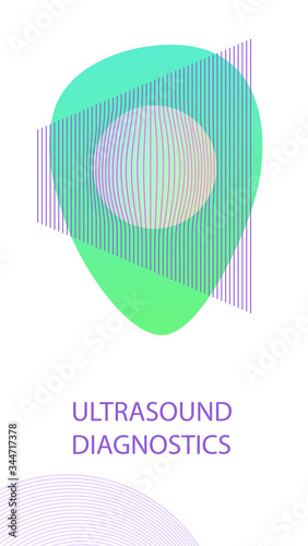 Ultrasound diagnostics logo. Template concept image for medical research. Vector banner, poster, logotype with white background