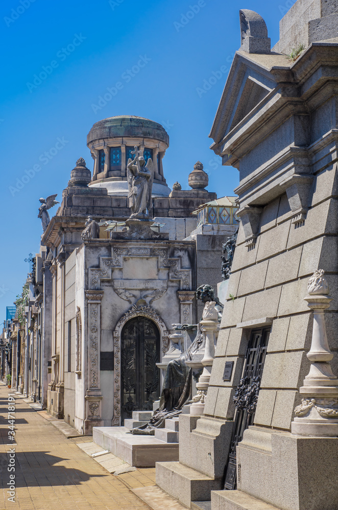 La Recoleta Cemetery. Buenos Aires, Argentina - January 28 2019. La Recoleta Cemetery (Spanish: Cementerio de la Recoleta) is a cemetery located in the Recoleta