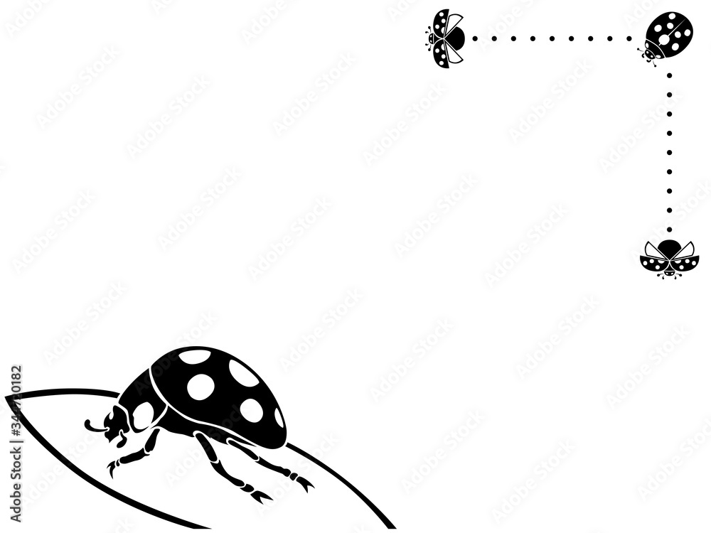 てんとう虫 葉っぱ 虫 昆虫 名刺風 イラスト Stock Vector Adobe Stock