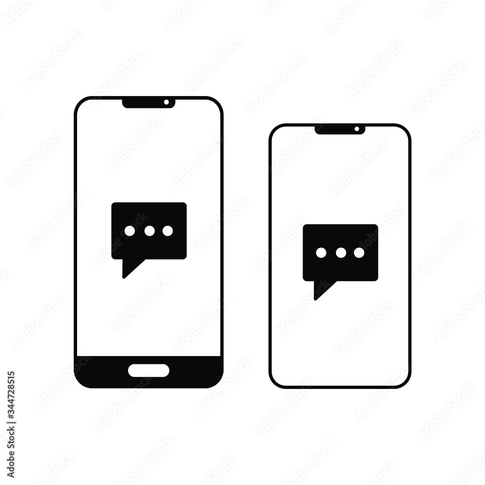 chat bubble on smartphone icon symbol Flat vector illustration for graphic and web design.
