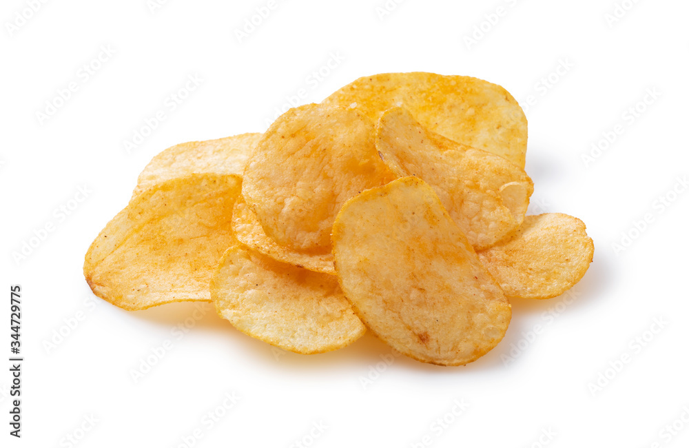 Consomme potato chips placed on a white background Consomme potato chips placed on a white background