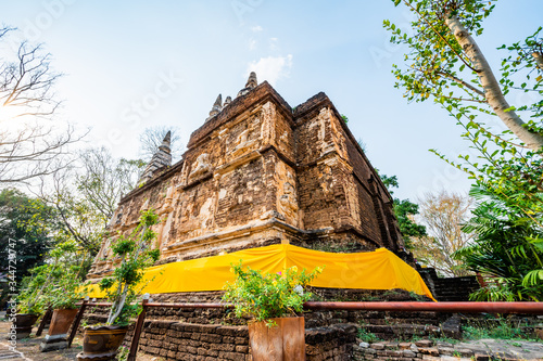 Ancient pagoda in Chet Yod temple photo