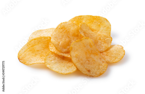 Consomme potato chips placed on a white background