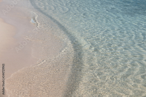 Turquoise calm sea and white sand on Phu Quoc island beach
