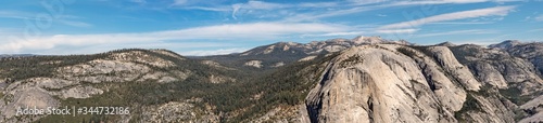 Sierra Nevada mountains and Yosemite National Park as viewed from the Half Dome in California, USA