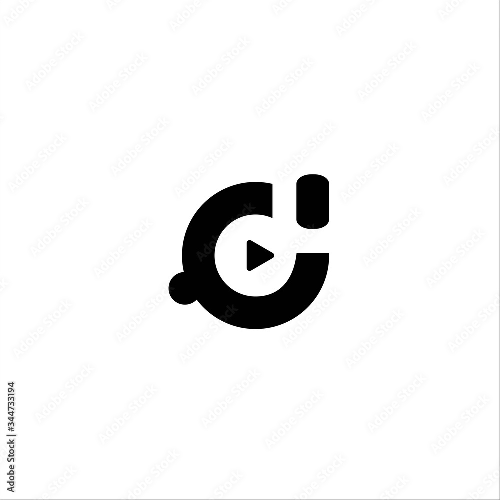 dj initial overlapping rounded letter logo and play dj initial overlapping rounded letter logo and play
